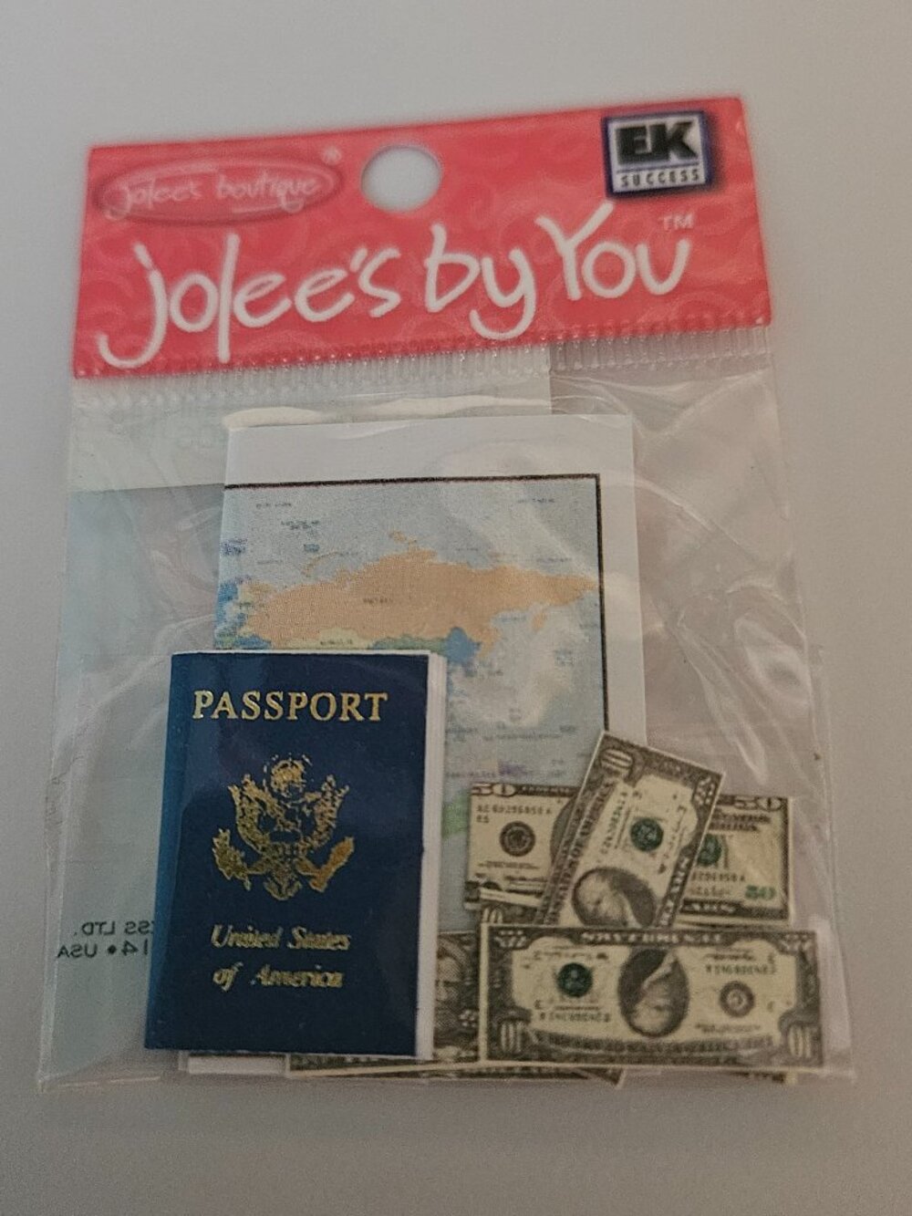 RARE JOLEES BY YOU PASSPORT MONEY MAP EMBELLISHMENT SCRAPBOOKING TRAVEL STICKERS